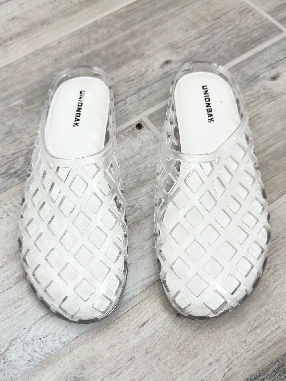 UNIONBAY Clear Lattice Jelly Slip-On Mule Flats
